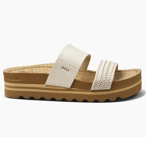 REEF Cushion Vista Women's White and Tan Slide SandalS 8.5